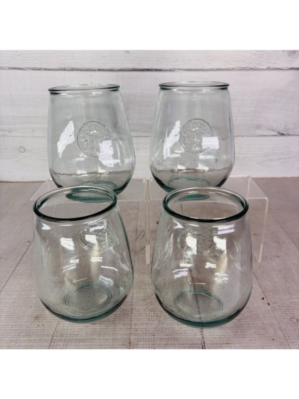 San Miguel Authentic 100% Recycled Glass Stemless 24oz Wine Water Glasses Set 4 - Picture 4 of 16